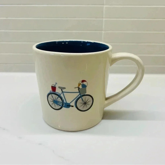 Beach Bound Bike Blue White Graphic Coffee Mug Large - Picture 1 of 4